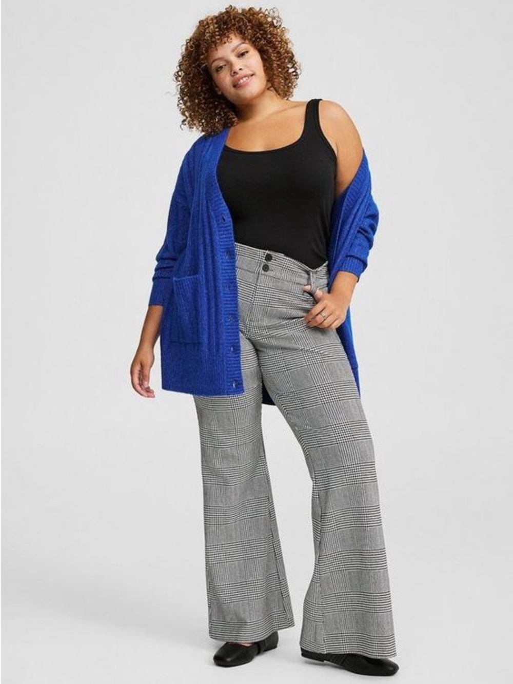 NWT Torrid Glen Plaid Cloud Dancer Flare Trousers